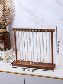 1pc Minimalist High-End Home Storage & Display Rack, Walnut Wooden Necklace, Bracelet, Pendant Organizer, Jewelry & Sweater Display Stand - Brown - View 7