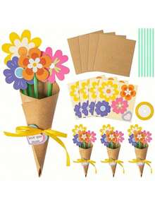 Flower Bouquet Craft Kit - Mother's Day Bouquet Craft, Make Your Own Bouquet, Teacher Appreciation DIY Gift, School Classroom Home Entertainment Activity