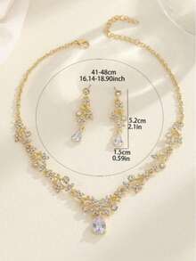 3pcs Cubic Zirconia Decor Jewelry Set - Gold - View 5