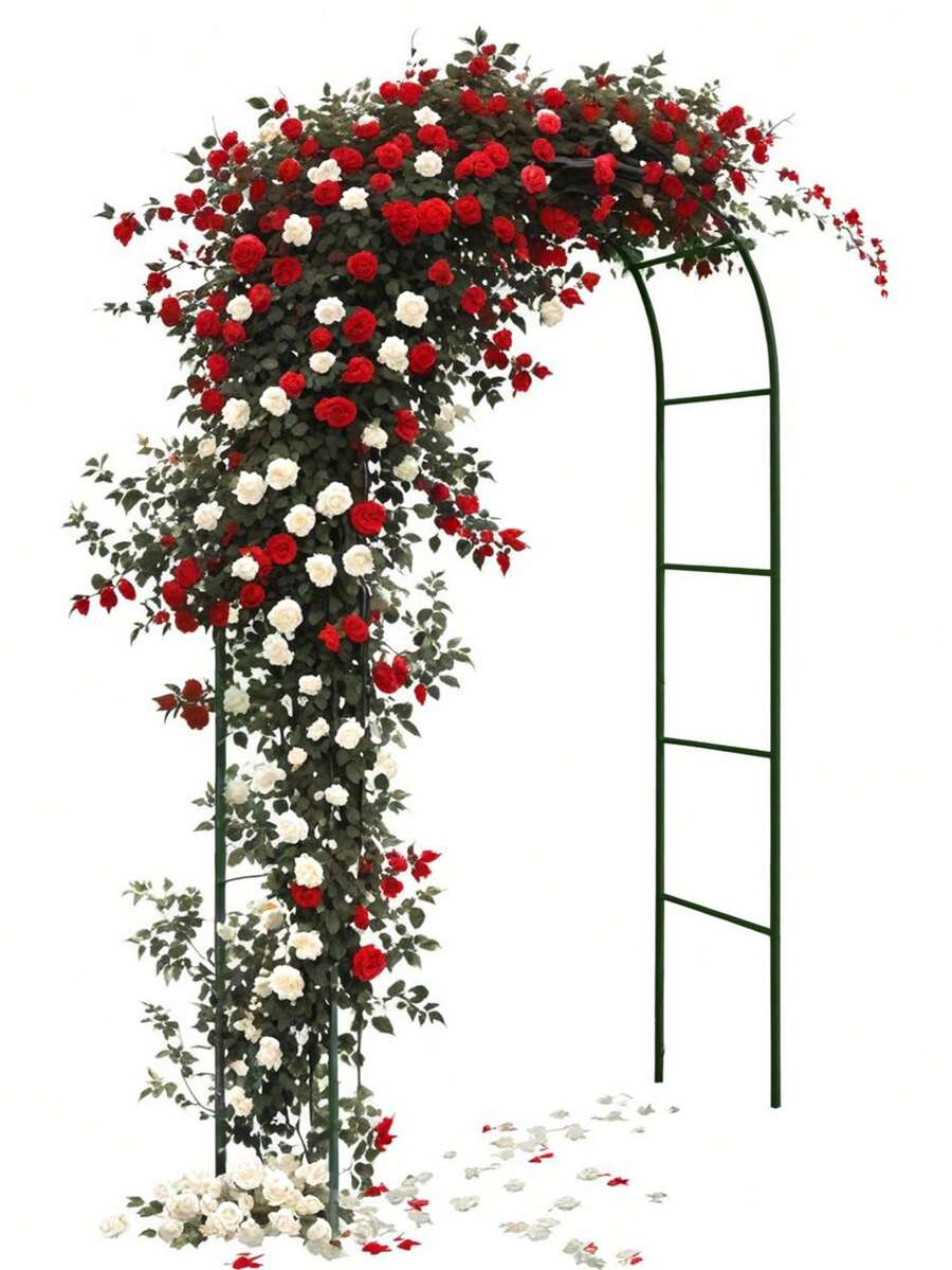 2.4M Garden Arch Trellis Arched Metal Tubular Frame Climbing Plant Archway - Dark Green - View 1