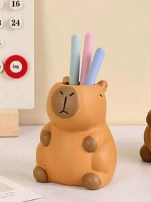 1pc Cute Cartoon Capybara Pen Holder, Personalized Desk Decoration Makeup Brush Storage,School Supplies,Back To School - Multicolor - View 6