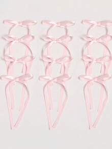12个涤纶丝带蝴蝶结，粉色蝴蝶结发夹，时尚发卡，甜美可爱发饰，蕾丝优雅发爪，芭蕾舞Y2K仙女风发饰，发圈，适合日常佩戴，情人节、上学、大学等场合，粉色发夹，情人节配饰，头部饰品 - 粉色 - 查看 6