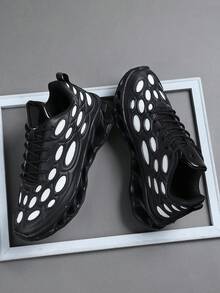 低帮男士运动鞋 休闲跑鞋 慢跑鞋 男士步行鞋 时尚渐变色运动鞋 网球鞋 街头服饰 - 黑色 - 查看 1