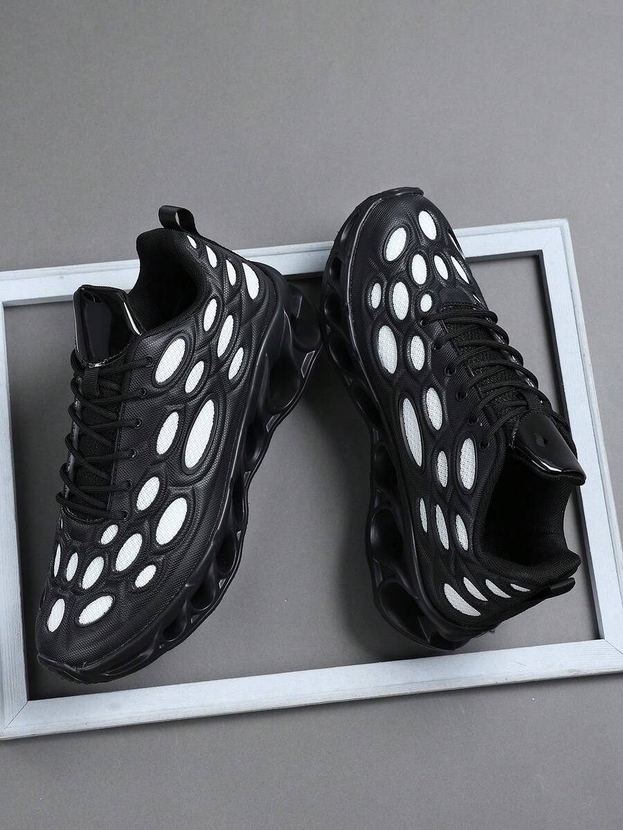 低帮男士运动鞋 休闲跑鞋 慢跑鞋 男士步行鞋 时尚渐变色运动鞋 网球鞋 街头服饰 - 黑色 - 查看 1