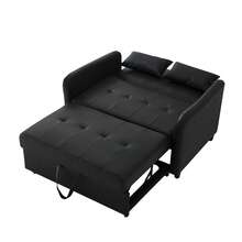 [With Sleeping Function] Multifunctional Sofa Bed, Extendable Double, 3 Adjustable Levels, Waterproof PU Material, Easy To Convert Into A Bed - Black - View 8