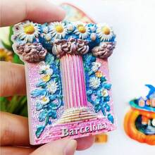 1/2个树脂冰箱贴，西班牙旅游纪念品 - 巴塞罗那圣家堂、瓦伦西亚、塞维利亚、马德里、西班牙海鲜饭，家居装饰，办公室装饰，海岛度假装饰，卧室墙面装饰，磁性贴纸 - 彩色 - 查看 22