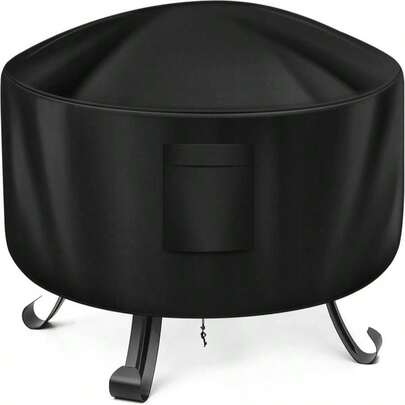 WLEAFJ Fire Pit Cover - Round, 22-34 Inch, Heavy Duty Oxford Fabric, Waterproof