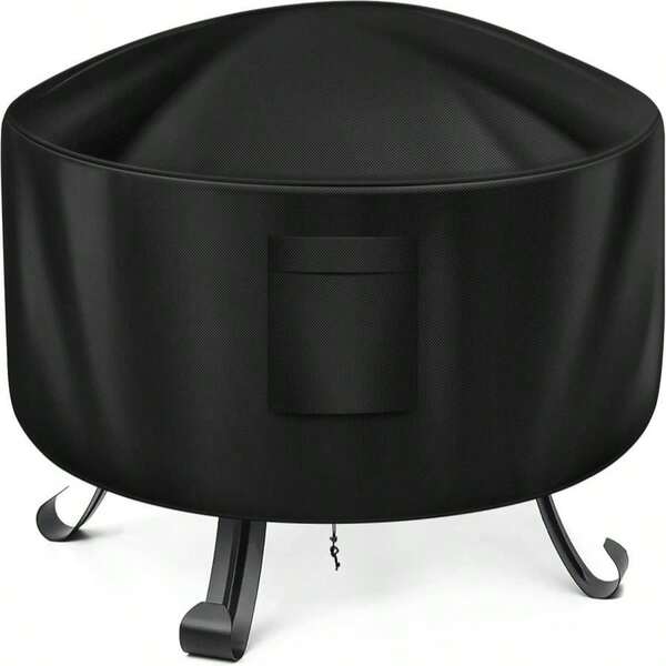 WLEAFJ Fire Pit Cover - Round, 22-34 Inch, Heavy Duty Oxford Fabric, Waterproof
