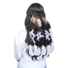 Feather Headpiece, Women's Festival Headpiece, Bohemian Feather Rope Crown Headpiece, Girls' Fashion Headband, Party & Wedding Winter Hair Accessory Summer Beach Hair Bands - Multicolor - View 3