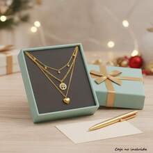 Juego de collares en 3 capas de corazón, con dije de arbol de la vida, collar de capas, collar de cadena cubana para mujer, Acero inoxidable, collares para mujer. - 1 - Ver 5
