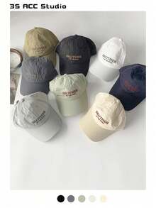 One American Style Letter Embroidery Quick-Drying Baseball Cap, Spring Summer Thin Streetwear Nylon Soft Top Sunhat And Anti-UV Cap, Dopa Color Series Thin Brim Baseball Cap - Letter Quick Dry Baseball Cap - View 1