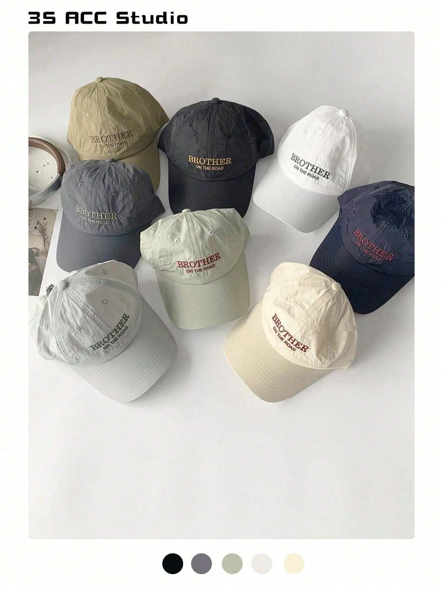 One American Style Letter Embroidery Quick-Drying Baseball Cap, Spring Summer Thin Streetwear Nylon Soft Top Sunhat And Anti-UV Cap, Dopa Color Series Thin Brim Baseball Cap - Letter Quick Dry Baseball Cap - View 1
