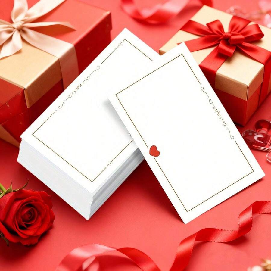 10/20/30/100pcs Simple Heart Shaped Blank Cards, Suitable For Valentine's Day, New Year, Wedding, Birthday, Anniversary, Holidays, Gift Tags, Message Cards, Wallet Cards, Business Cards, White Greeting Cards, Teacher's Day Gifts