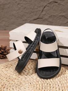 时尚休闲新款儿童凉鞋，学生夏季沙滩鞋，幼儿防滑软底鞋 - 米色 - 查看 6