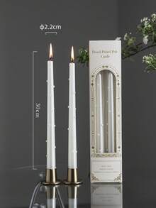 2pcs 25cm & 30cm Pearl Stem Wax Candles, Romantic Ambiance Tabletop Decor, Smokeless European Style Pearl Candles