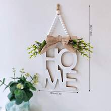 1件装木质“家”字形绿叶蝴蝶结装饰挂牌，春夏家居装饰，适用于门、墙、房间、客厅、卧室等，可作为礼物送给朋友、家人、同事，情人节礼物。 - HOME house - 查看 6