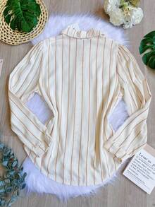 Women's Striped Button-Down Shirt, Casual, SP028 - Màu Khaki - Xem 6
