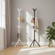 1pc Modern Tree-Shaped Coat Rack - Freestanding Floor Hanger With Sturdy Triangular Base, Durable Plastic Material, Lightweight 360° Rotating Hooks, Space-Saving Entryway, Bedroom, Living Room Home Organizer, Scandinavian Minimalist Single Rod Bedroom Clothes Hanger, Easy Assembly For Home, Office, Hotel, Black/White 6/9 Hooks Available, Multi-Functional Storage, Suitable For Apartment Living - Multicolor 2 - View 2