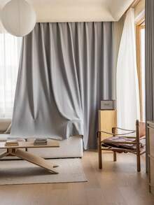 1 buah Tirai Rayon Modern Warna Polos, Desain Kantong Batang, Cocok untuk Ruang Tamu dan Kamar Tidur - Tirai Tipis dan Penyaring Cahaya, Tirai Ruang Tamu, Tirai Kamar Tidur - Grey - View 2