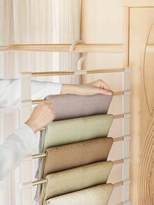 [Foldable Trouser Rack] 2 Pieces Of Space-Saving Stainless Steel Trouser Racks With Foldable Design, Suitable For Jeans And Trousers, Durable Wardrobe Organizer With White Plastic End Covers, Drawer Organizer