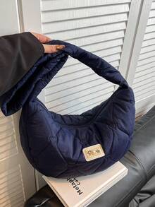 الجاكيت المبطن بالقطن ذو الكتف الواحد هو موضة جديدة، له سعة كبيرة، كاجوال وخفيف الوزن، ومناسب للتنقل. يتميز بتصميم حقيبة الدمبلينج البسيطة - متعدد الألوان - مشاهدة 5