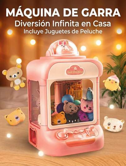 Máquina de Garra Mini para Niños con Juguetes de Peluche, Juego Interactivo de Casa con Música y Luces, Modelo Rosa con Diseño Tierno de Conejo, Incluye 10 Muñecos y 10 Huevos Sorpresa, Funcionamiento con Controles Manuales y Alimentación USB, Ideal como Regalo para Niñas y Niños en México, Diversión Creativa para Fiestas, Cumpleaños y Actividades Familiares, Máquina Compacta para Atrapar Peluches y Premios Pequeños, Acrílico Transparente y Garra Flexible que Facilita el Juego, Estilo Adorable para Decorar Habitaciones Infantiles y Mantener a los Peques Entretenidos por Horas