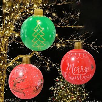 1 pieza Bola de Navidad inflable, material de PVC, adecuada para decoración colgante de interiores/exteriores, decoración de fiesta de Navidad y Año Nuevo, regalo de Navidad