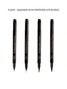 4-Piece Artistic Calligraphy Brush Set With Beautiful Floral Fonts, Perfect For Signing And Journaling, Perfect For Back To School (Styles Shipped Randomly).