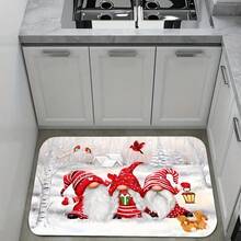 1 Pcs High Quality Flannel Floor Mat Door Protection Mat, Christmas Gifts Polyester Floor Mat Carpet & Non-Slip Door Mat, Corridor Kitchen Bathroom Balcony Mat, Home Decoration Carpet Mat | 1-Christmas Nativity Scene With Trees And Gifts | 2-Starfish And Seashell On Rocks | 3-Man In Santa Hat With Gift In | 4-Christmas Deck With Fireplace And Snowy View | 5-Christmas Cats With Hats And Antlers | 6-Gnomes In Snowy Winter Scene | 7-Christmas Village Scene With Houses And Trees | 8-Christmas Trees In Snowy Town | 9-Christmas Dinner Table With Turkey And Decor | 10-Lanterns And Berries On Snowy Branches - #6 - 查看 5