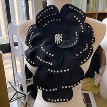 1PCS/35CM/13.78IN Beautiful Flower Patch Embroidery Applique Decoration Corsage, Collar Flower, Artistic Embroidery Design, Large Corsage, Versatile Shoulder Flower, Suitable Elegant Clothing Decoration, Sewing And Home Décor Embellishment, Sewing Decoration, Decorative Patch, Fashionable Embroidery, Polyester Fiber Fabric, Durable Thread, Epaulette Brooch, Home Decorators And Sewing Enthusiasts. - Màu Đỏ Sâu - Xem 1