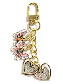 极简油滴蝴蝶心形钥匙扣，合金材质，适合女性、耳机盒、包包、墙面装饰