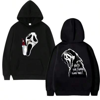 2025 New In Gothic Double Sided Printed Streetwear Men Women VI Ghostface Graphic Hoodie Unisex Fleece Long Sleeve Sweatshirts
