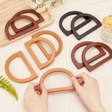 2pcs Wooden Bag Handles, D-Shaped & Semi-Circular Wooden Handles, DIY Bag & Wallet Replacement Accessories - Multicolor - View 2