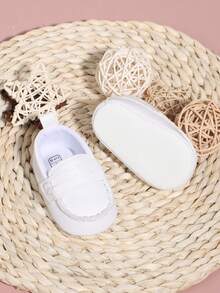1 Đôi Trẻ Sơ Sinh 0-3 Tháng Tuổi Trẻ Sơ Sinh Bé Trai Đế Mềm Giày Đế Mềm PU Thoáng Khí, Giày Thể Thao Thoải Mái Phù Hợp Cho Mọi Trận Đấu, Thích Hợp Cho Mùa Xuân Và Mùa Thu - trắng - Xem 7