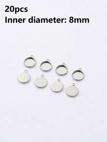 20Pieces 8/10/12/14/16/18/20/25mm Stainless Steel Round Blank Bezel Set, Cabochon Trays Pendant Blanks For Jewelry Making DIY Findings - Silver - View 10