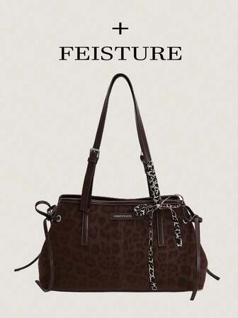 1pc Fashion Leopard Print Underarm Bag, Large Capacity Women's Commuter Bag, Suitable For Daily Outings, Dates, And Commuting