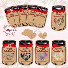 50pcs Valentine's Day Card Set, Includes Candy Bags - DIY Holiday Gifts, Graduation Ceremony, Birthday Party, Classroom Gift Exchange, Fun DIY Craft Set, Heart-Themed Paper Cards (Candy Not Included)
