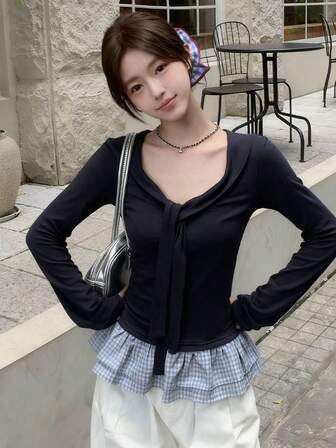 纯色拉链度假及舞台表演长袖女式上衣