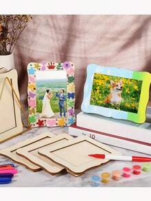 20/6 إطارات صور خشبية صلبة DIY - إطارات صور موجية يدوية الصنع مقاس 6 بوصات مصنوعة من الخشب، إطار صور صغير فارغ واحد لعرض الصور؛ تصميم بسيط، إطارات الصور الخشبية مثالية للأعراس وغرف المعيشة والنوم وديكور جدران الصور والديكور المنزلي، وحوامل الصور وإطارات الصور