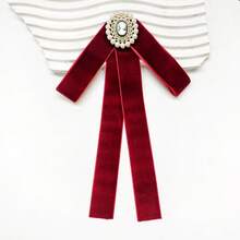 1pc Handmade Elegant Pearl Velvet Bow Tie, Exquisite, Essential For Queuing And Gatherings, Great Gift - Beauty Head Velvet - View 15