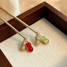 1个中国风花生玉发夹，复古旗袍发夹，东方时尚发饰，情人节礼物，发髻固定夹，发夹，发型发饰 - 多色2 - 查看 5