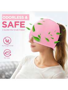 1pc Single Layer Cooling Gel Head Cap, Cold/Hot Compress Ice Pack Headache Relief Mask - Solid Color - View 3