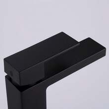 Luxury High Single Lever Basin Tap Matte Black Square - Black - View 6
