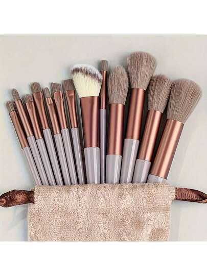 Valentine's Day Gift: 13pcs Mini Travel Makeup Brush Set - Minimalist Design, Comes With Portable Storage Bag, High-Quality Makeup Brushes, Suitable For Various Makeup Looks, An Ideal Travel Essential For Beauty Enthusiasts, And A Thoughtful Gift For Girlfriends.