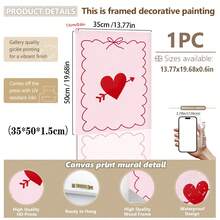 1幅装裱帆布墙画，粉色丘比特艺术，时尚心形，粉色嘴唇印花浪漫墙饰，粉色女孩装饰，情人节装饰，爱情装饰，结婚礼物，情人节海报，周年纪念装饰，现代家居装饰，房间装饰，宿舍装饰，卧室装饰，客厅装饰，浴室装饰，情人节海报，礼物，节日装饰 - 彩色 - 查看 24