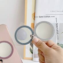 2片装时尚闪亮手机后盖DIY无线磁吸化妆镜，多功能亚克力镜面手机贴片，适用于化妆、补妆、小镜子、化妆镜、手机配件、手持镜 - 彩色 - 查看 3