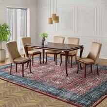 5x7 Vintage Area Rug For Living Room Bedroom, Machine Washable Non Slip Indoor Rug, Thin Throw Floral Low Pile Distressed Carpet For Office Nursery Dining Room Red/Blue, Modern Chic Design - الأسود - مشاهدة 5