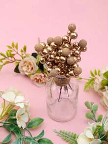 1个/12个/24个 - 泡沫人造闪光浆果花束，金色小檗人造浆果，人造金色圣诞闪光浆果枝，复活节，情人节，复活节装饰，人造，圣诞树装饰，新年节日装饰，礼品包装，DIY手工材料 - 金色 - 查看 3