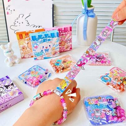  Sanrio Hello Kitty & My Melody Holographic Sticker Bracelet, Cute Back To School Small Gift, Suitable For Holiday Party, Birthday, Festival Gifts, Cartoon Doll Small Gift, Birthday Party Surprise, Adorable Cartoon Pendant, Party Surprise Small Gifts