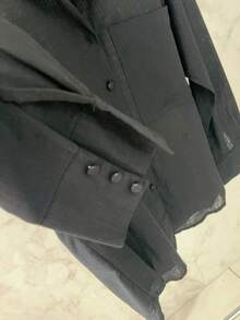 Lightweight Women's Set | Long-Sleeved Shirt And Shorts With Elastic At The Back | Semi-Sheer - 黑色 - 查看 5